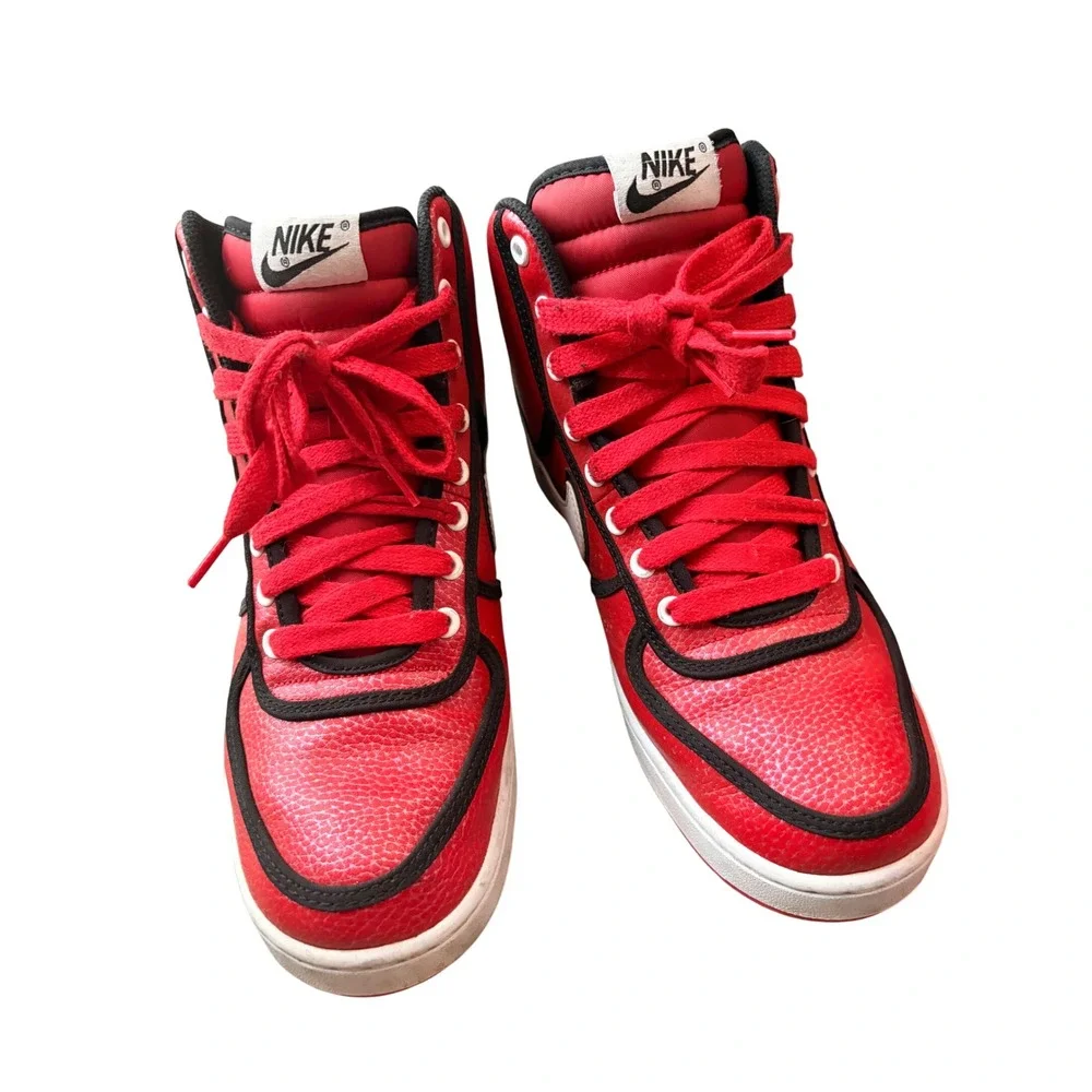 Nike Alphaballer Mid Red Black Leather High Top Sneakers‎ Men US 8 EUR 41 - Picture 2 of 8